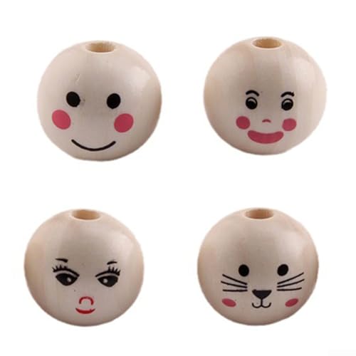 Pädagogische und 20 mm große Holzperlen, ideal für pädagogische Aktivitäten von Kindern, 10 Stück (Babygesicht) von UTTASU