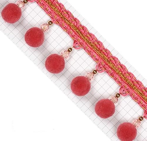 1 Meter Perlenquasten-Fransenbesatz – Pom-Pom-Ballbesatz for Heimdekoration, DIY-Näharbeiten und Möbelkanten(Pink) von UTTDP