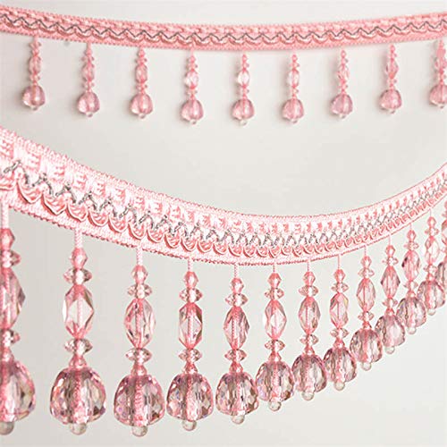 1 Meter Quasten-Perlenfransenbesatz for Vorhanggeflecht, hängende Perlen – for Heimwerkerarbeiten, Tischdecken und Heimdekoration(Pink) von UTTDP