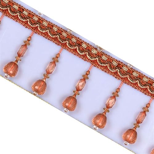 1 Meter Quasten-Perlenfransenbesatz for Vorhanggeflecht, hängende Perlen – for Heimwerkerarbeiten, Tischdecken und Heimdekoration(Rust Red) von UTTDP