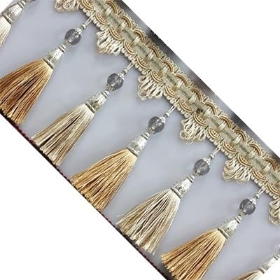 1 Stück, 1 Meter, Elegante Fransenborte mit Perlenquaste for Bastelarbeiten, Lampenschirme und Heimdekoration.(Beige) von UTTDP
