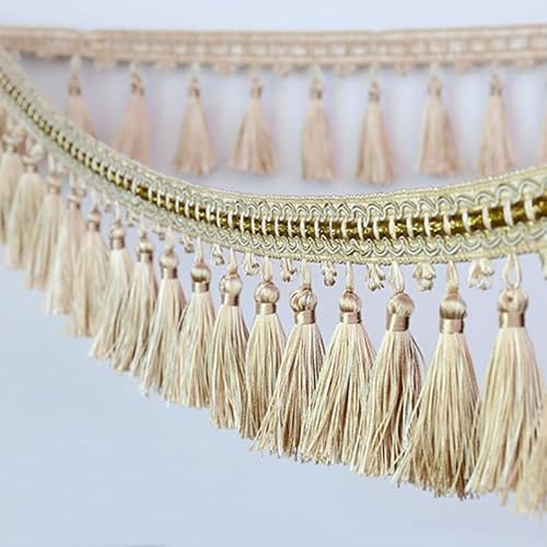 1 Stück 1 Meter Dekorative Quastenfransenborte – Elegantes Spitzenband for Nähen, for Vorhänge und Tischdecken – Heimdekoration(Beige) von UTTDP
