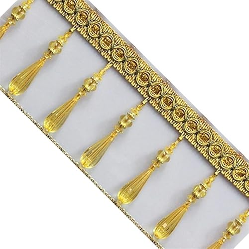 1 Stück 1 Meter geflochtene Perlen for Aufhängen, Quaste, Fransenbesatz – Elegante Vorhang-Nähperlen-Anhänger-Dekoration for Heimwerker-Dekoration(Gold) von UTTDP