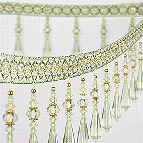 1 Stück 1 Meter geflochtene Perlen for Aufhängen, Quaste, Fransenbesatz – Elegante Vorhang-Nähperlen-Anhänger-Dekoration for Heimwerker-Dekoration(Green) von UTTDP
