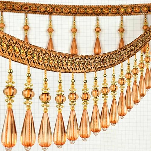 1 Stück 1 Meter geflochtene Perlen for Aufhängen, Quaste, Fransenbesatz – Elegante Vorhang-Nähperlen-Anhänger-Dekoration for Heimwerker-Dekoration(Orange) von UTTDP