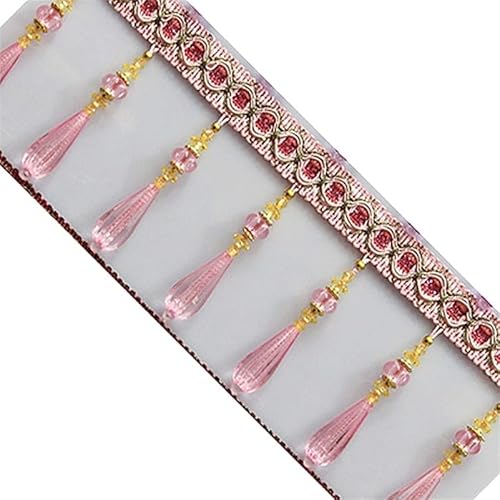 1 Stück 1 Meter geflochtene Perlen for Aufhängen, Quaste, Fransenbesatz – Elegante Vorhang-Nähperlen-Anhänger-Dekoration for Heimwerker-Dekoration(Pink) von UTTDP