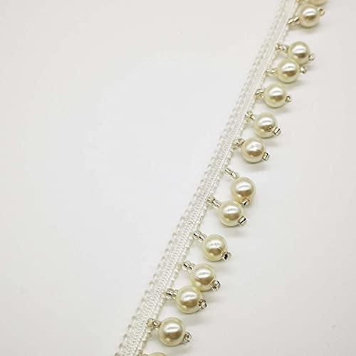 1 Stück 1 Yard Perlen-Fransenbesatz – geflochtenes Spitzenband for Nähen, for Kleidung, Hüte, dekorative Schuhe, Taschen und Ornamente(Wit) von UTTDP