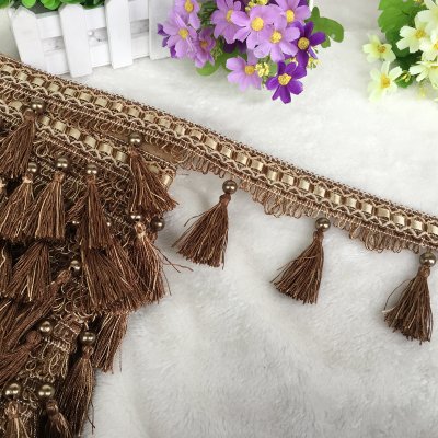 1 Stück 12 Yards DIY Perlenanhänger-Fransenbesatz – Polyestergeflecht for Nähen von Kunsthandwerk, Kleidung, Sofa und Tischdeckendekoration(Bruin) von UTTDP