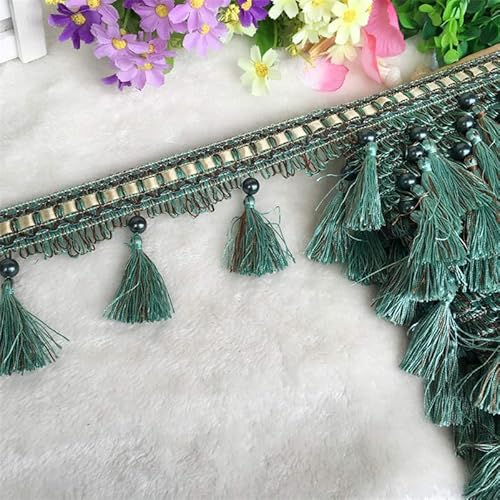 1 Stück 12 Yards Dekorative Quastenfransenbesatz - Elegante Spitzenborte for Bastelarbeiten, Tischdecken und Lampenschirme(Light Green) von UTTDP