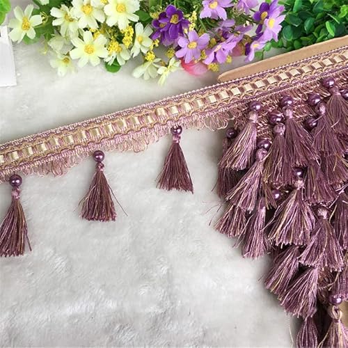 1 Stück 12 Yards Dekorative Quastenfransenbesatz - Elegante Spitzenborte for Bastelarbeiten, Tischdecken und Lampenschirme(Light Purple) von UTTDP