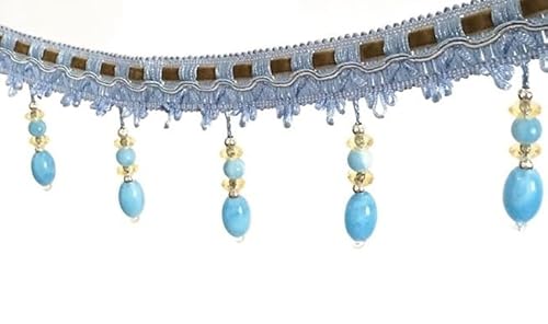 1 Stück 12 Yards Perlenfransen-Spitzenbesatz - Elegantes DIY-Sofa- und Hochzeitsvorhang-Dekorationszubehör(Blu) von UTTDP