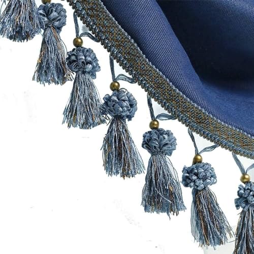 12 Yards Elegante Fransenborte mit Perlenquaste – geflochtenes Kugelband for Vorhänge und Kleidung |(Dark Blue) von UTTDP