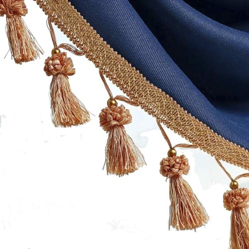 12 Yards Elegante Fransenborte mit Perlenquaste – geflochtenes Kugelband for Vorhänge und Kleidung |(Oranje) von UTTDP