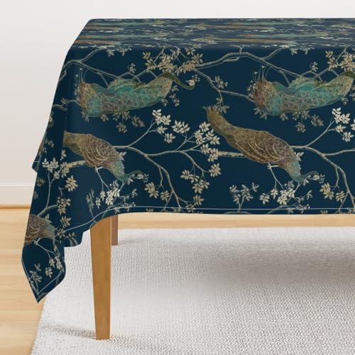 UTURET Maximalistische Tischdecke, 152,4 x 213,3 cm, goldener Pfau, viktorianisch inspiriert, exotisches Tier, Blaugrün UTURET Maximalistische Tischdecke, 152,4 x 213,3 cm, goldener Pfau, viktorianisch inspiriert, exotisches Tier, Blaugrün von UTURET