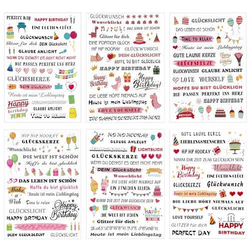 6 Stück Geburtstags-Kerzen-Tattoos, Kerzen-Tattoo-Folie, Kerzen-Aufkleber, Kerzen-Sprüche, Kerzen-Dekoration für Sprüche, alles Gute zum Geburtstag 6 Stück Geburtstags-Kerzen-Tattoos, Kerzen-Tattoo-Folie, Kerzen-Aufkleber, Kerzen-Sprüche, Kerzen-Dekoration für Sprüche, alles Gute zum Geburtstag von UTXN