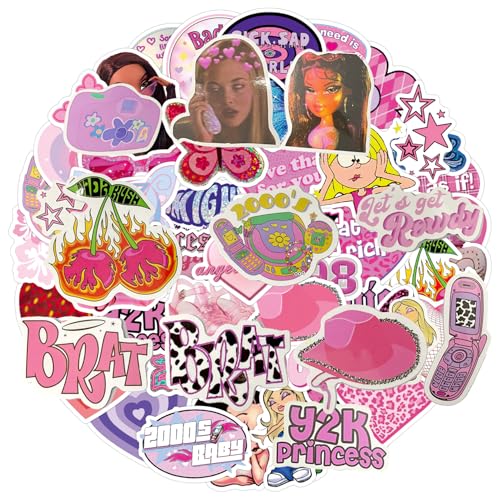 UTXN 60 süße Sticker, Mädchen-Sticker, ästhetische rosa Sticker, wasserfeste Sticker, Scrapbook-Kawaii-Sticker für Laptop, Computer, Gepäck, Skateboard, Wasserflaschen von UTXN