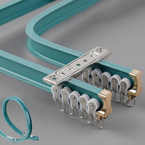 Flexible Vorhangschiene 2 läufig Aluminium, Für Gerade oder Erkerfenster, Blau Biegbar Gardinenschiene Deckenmontage 5m Flexible Vorhangschiene 2 läufig Aluminium, Für Gerade oder Erkerfenster, Blau Biegbar Gardinenschiene Deckenmontage 5m von UUDQCD