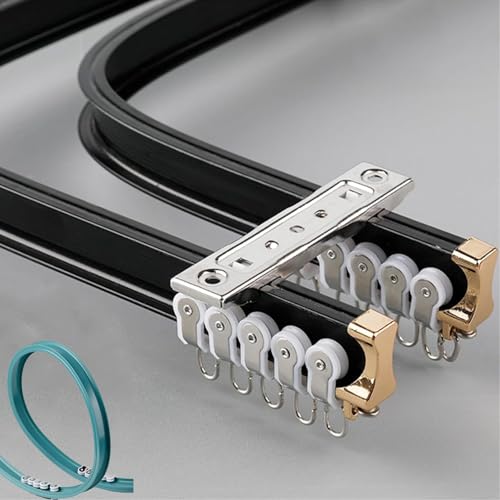 Flexible Vorhangschiene 2 läufig Aluminium, Für Gerade oder Erkerfenster, Schwarz Biegbar Gardinenschiene Deckenmontage 2m Flexible Vorhangschiene 2 läufig Aluminium, Für Gerade oder Erkerfenster, Schwarz Biegbar Gardinenschiene Deckenmontage 2m von UUDQCD