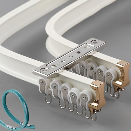 Flexible Vorhangschiene 2 läufig Aluminium, Für Gerade oder Erkerfenster, Weiß Biegbar Gardinenschiene Deckenmontage 4.5m Flexible Vorhangschiene 2 läufig Aluminium, Für Gerade oder Erkerfenster, Weiß Biegbar Gardinenschiene Deckenmontage 4.5m von UUDQCD