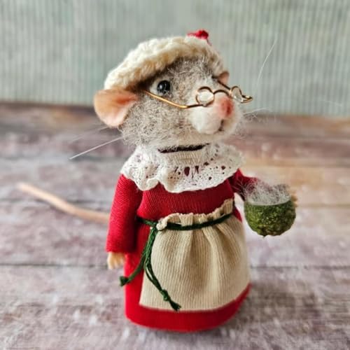 UUIVIRS Niedliche Nadelgefilzte Maus, Handgefertigte Nadelfilz-Mäuse-Dekorationen Für Festivals, Weihnachtsdekoration, Nadelfilz, Weihnachtsmaus, Puppendekorationen (B) von UUIVIRS