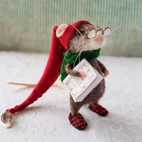 UUIVIRS Niedliche Nadelgefilzte Maus, Handgefertigte Nadelfilz-Mäuse-Dekorationen Für Festivals, Weihnachtsdekoration, Nadelfilz, Weihnachtsmaus, Puppendekorationen (E) von UUIVIRS