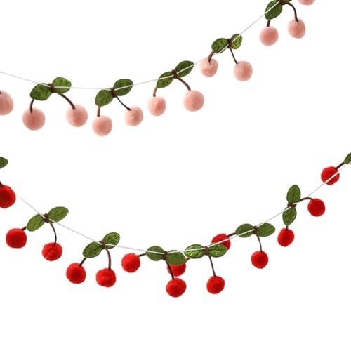 UUYYEO 2 Stück Kirschgirlande Banner dekorative Obstgirlande Dekoration Sommer Filz-Girlande DIY hängende Girlande Dekor Schlafzimmer Wand Kaminsims Girlande Banner UUYYEO 2 Stück Kirschgirlande Banner dekorative Obstgirlande Dekoration Sommer Filz-Girlande DIY hängende Girlande Dekor Schlafzimmer Wand Kaminsims Girlande Banner von UUYYEO