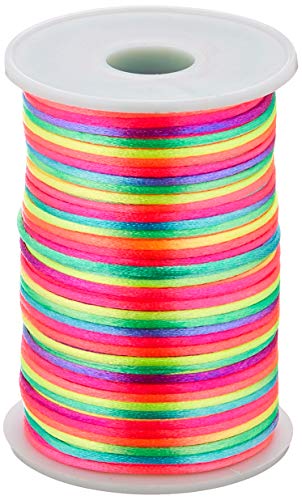 UV FLOOR - Neonfarbene Garnrolle - Armbandschnur - Deko-Wolle - Premium-Qualität - Neonfarbenes Zubehör - Party - Mehrfarbig - 100m ⌀ 2mm von UV Floor