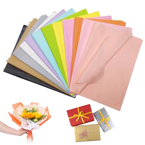 120 Blatt Transparentpapier Bunt, 50 X 70cm Seidenpapier Verpackungsmaterial für Blumenstrauß-Verpackung, DIY-Geschenkdekoration, Zum Verpacken (12 Farben) von UV STYLISH