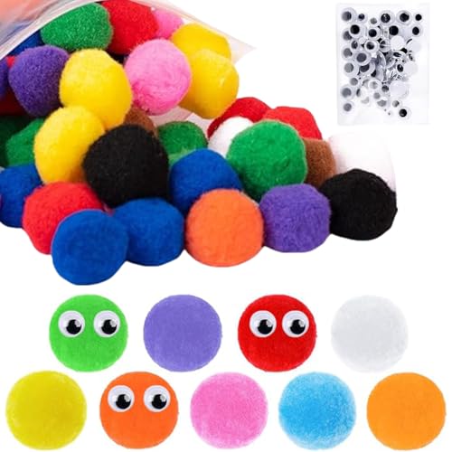 125 Stück Bunte Pompons zum Basteln - 4cm Mini Pompons Flauschigen Plüschbälle DIY Pompom Girlande Zubehör für Geburtstagsfeier Hochzeit Weihnachtstag Girlande Kinderzimmer für Nähen Deko Handwerk von UV STYLISH