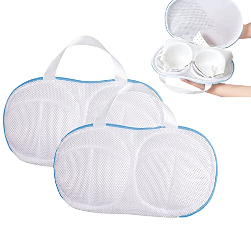 2 Stück BH Wäschesack Set für Waschmaschine, Wäschenetz BHS mit Reißverschluss, Wäschebeutel aus Netzstoff Set, Wiederverwendbare Wäschesack für Unterwäsche, kleine Kleidung usw. (Blau) von UV STYLISH