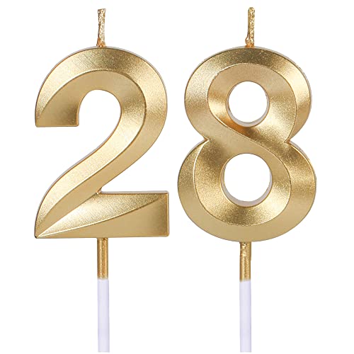 Gold 28. & 82. Geburtstag Kerzen für Kuchen, Zahl 28 82 Giltter Candle Cake Topper für Party Jahrestag Hochzeit Feier Dekoration von UVATAHONA