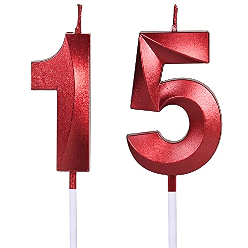 Rote Geburtstagskerzen zum 15. und 51. Geburtstag, Zahl 15 51, Glitzerkerze, Tortenaufsatz für Party, Jahrestag, Hochzeit, Feier, Dekoration Rote Geburtstagskerzen zum 15. und 51. Geburtstag, Zahl 15 51, Glitzerkerze, Tortenaufsatz für Party, Jahrestag, Hochzeit, Feier, Dekoration von UVATAHONA