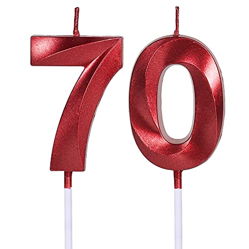 Rote Geburtstagskerzen zum 70. Geburtstag, Zahl 70 7, Glitzerkerze, Tortenaufsatz für Party, Jahrestag, Hochzeit, Feier, Dekoration Rote Geburtstagskerzen zum 70. Geburtstag, Zahl 70 7, Glitzerkerze, Tortenaufsatz für Party, Jahrestag, Hochzeit, Feier, Dekoration von UVATAHONA