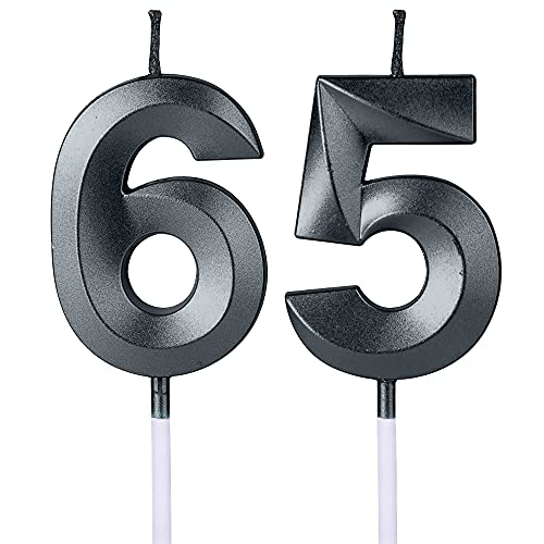 Schwarze Geburtstagskerzen zum 65. und 56. Geburtstag, Zahl 65 56, Glitzerkerze, Tortenaufsatz für Party, Jahrestag, Hochzeit, Feier, Dekoration Schwarze Geburtstagskerzen zum 65. und 56. Geburtstag, Zahl 65 56, Glitzerkerze, Tortenaufsatz für Party, Jahrestag, Hochzeit, Feier, Dekoration von UVATAHONA