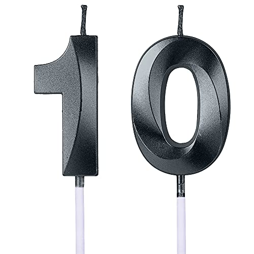 Schwarze Kerzen zum 10. Geburtstag für Kuchen, Zahl 10, Glitzerkerze, Tortenaufsatz für Party, Jahrestag, Hochzeit, Feier, Dekoration Schwarze Kerzen zum 10. Geburtstag für Kuchen, Zahl 10, Glitzerkerze, Tortenaufsatz für Party, Jahrestag, Hochzeit, Feier, Dekoration von UVATAHONA