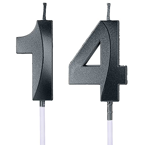 Schwarze Kerzen zum 14. & 41. Geburtstag für Kuchen, Zahl 14 41, Glitzerkerze, Tortenaufsatz für Party, Jahrestag, Hochzeit, Feier, Dekoration Schwarze Kerzen zum 14. & 41. Geburtstag für Kuchen, Zahl 14 41, Glitzerkerze, Tortenaufsatz für Party, Jahrestag, Hochzeit, Feier, Dekoration von UVATAHONA