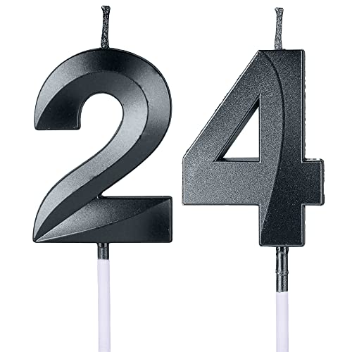 Schwarze Kerzen zum 24. & 42. Geburtstag für Kuchen, Zahl 24 42 Kerze Kuchen Topper für Party Jahrestag Hochzeit Feier Dekoration Schwarze Kerzen zum 24. & 42. Geburtstag für Kuchen, Zahl 24 42 Kerze Kuchen Topper für Party Jahrestag Hochzeit Feier Dekoration von UVATAHONA