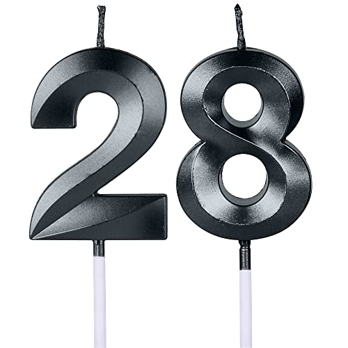 Schwarze Kerzen zum 28. & 82. Geburtstag für Kuchen, Zahl 28 82 Kerze Kuchen Topper für Party Jahrestag Hochzeit Feier Dekoration von UVATAHONA