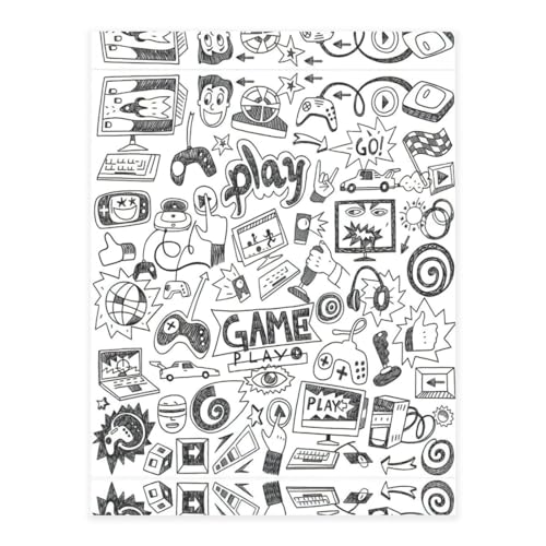 Monochrome Skizzen-Stil-Gaming-Druck, stilvolle Kristall-Aufkleber, Kunstharz, ästhetische Aufkleber für Laptop, Skateboard, Wasserflasche, Sammelalbum von UVBDF