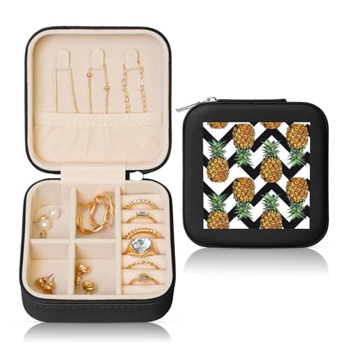 UVBDF Ananas mit schwarz-weiß gestreiftem Druck, personalisierte Schmuckschatulle, Reiseetui, Luxus-Etui, Valentinstagsgeschenk, Hochzeitsgeschenk UVBDF Ananas mit schwarz-weiß gestreiftem Druck, personalisierte Schmuckschatulle, Reiseetui, Luxus-Etui, Valentinstagsgeschenk, Hochzeitsgeschenk von UVBDF