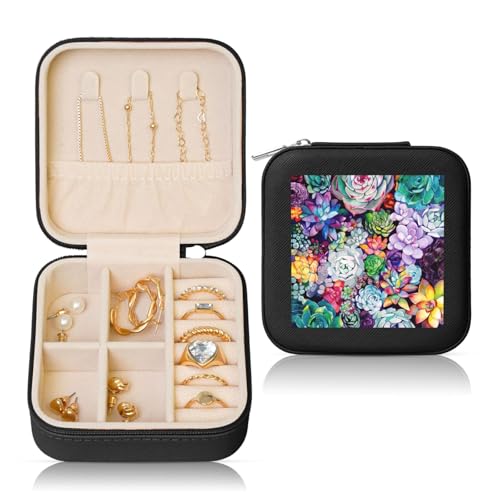 UVBDF Bunte Sukkulenten mit 1 Druck, personalisierte Schmuckschatulle, Reiseetui, luxuriöses Etui, Valentinstagsgeschenk, Hochzeitsgeschenk UVBDF Bunte Sukkulenten mit 1 Druck, personalisierte Schmuckschatulle, Reiseetui, luxuriöses Etui, Valentinstagsgeschenk, Hochzeitsgeschenk von UVBDF