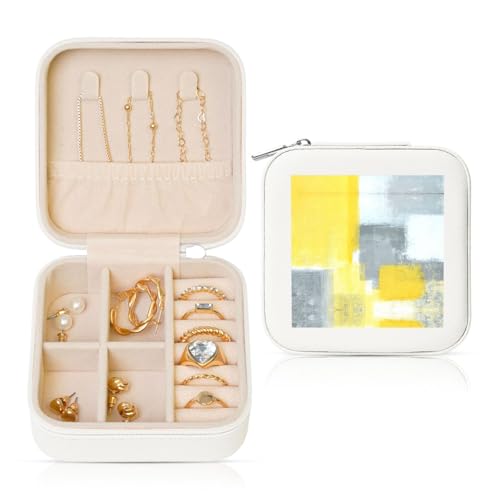 UVBDF Graue und gelbe abstrakte Kunstmalerei-Druck-Schmuckschatulle, Reiseetui, Luxusetui, Valentinstagsgeschenk, Hochzeitsgeschenke UVBDF Graue und gelbe abstrakte Kunstmalerei-Druck-Schmuckschatulle, Reiseetui, Luxusetui, Valentinstagsgeschenk, Hochzeitsgeschenke von UVBDF