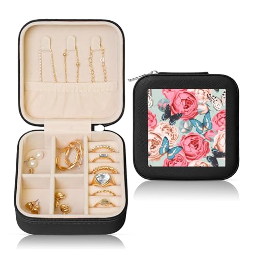 UVBDF Niedliche Schmuckschatulle mit Schmetterlings-Blumendruck, Reiseetui, Luxus-Etui, Valentinstagsgeschenk, Hochzeitsgeschenk UVBDF Niedliche Schmuckschatulle mit Schmetterlings-Blumendruck, Reiseetui, Luxus-Etui, Valentinstagsgeschenk, Hochzeitsgeschenk von UVBDF
