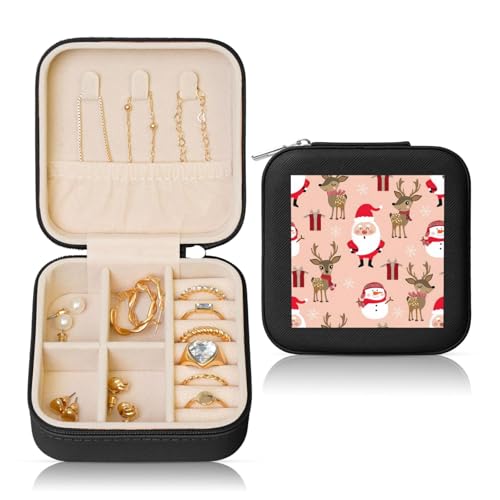 UVBDF Niedliche Schmuckschatulle mit Weihnachtsmotiven, personalisierbar, Reiseetui, luxuriöses Etui, Valentinstagsgeschenk, Hochzeitsgeschenk von UVBDF