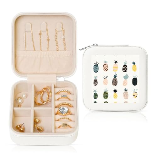 UVBDF Personalisierte Schmuckschatulle mit Ananas-Druck, Reiseetui, luxuriöses Etui, Valentinstagsgeschenk, Hochzeitsgeschenk UVBDF Personalisierte Schmuckschatulle mit Ananas-Druck, Reiseetui, luxuriöses Etui, Valentinstagsgeschenk, Hochzeitsgeschenk von UVBDF