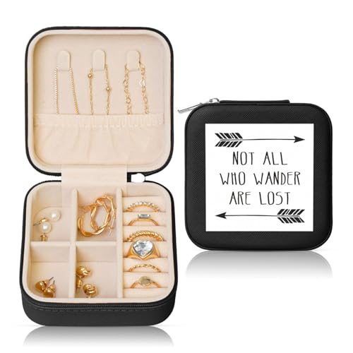 UVBDF Personalisierte Schmuckschatulle mit Aufschrift "Not All Who Wander Are Lost", Reiseetui, luxuriöses Etui, Valentinstagsgeschenk, Hochzeitsgeschenk UVBDF Personalisierte Schmuckschatulle mit Aufschrift "Not All Who Wander Are Lost", Reiseetui, luxuriöses Etui, Valentinstagsgeschenk, Hochzeitsgeschenk von UVBDF