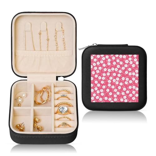 UVBDF Personalisierte Schmuckschatulle mit Blumenstruktur, rosa Druck, Reiseetui, Luxusetui, Valentinstagsgeschenk, Hochzeitsgeschenk UVBDF Personalisierte Schmuckschatulle mit Blumenstruktur, rosa Druck, Reiseetui, Luxusetui, Valentinstagsgeschenk, Hochzeitsgeschenk von UVBDF