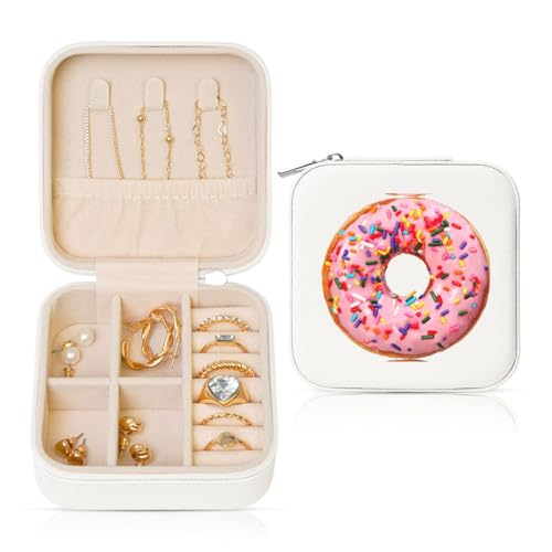 UVBDF Personalisierte Schmuckschatulle mit Erdbeer-Donut-Druck, Reiseetui, Luxus-Etui, Valentinstagsgeschenk, Hochzeitsgeschenk UVBDF Personalisierte Schmuckschatulle mit Erdbeer-Donut-Druck, Reiseetui, Luxus-Etui, Valentinstagsgeschenk, Hochzeitsgeschenk von UVBDF