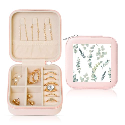 UVBDF Personalisierte Schmuckschatulle mit Eukalyptusblättern, Reiseetui, luxuriöses Etui, Valentinstagsgeschenk, Hochzeitsgeschenk UVBDF Personalisierte Schmuckschatulle mit Eukalyptusblättern, Reiseetui, luxuriöses Etui, Valentinstagsgeschenk, Hochzeitsgeschenk von UVBDF