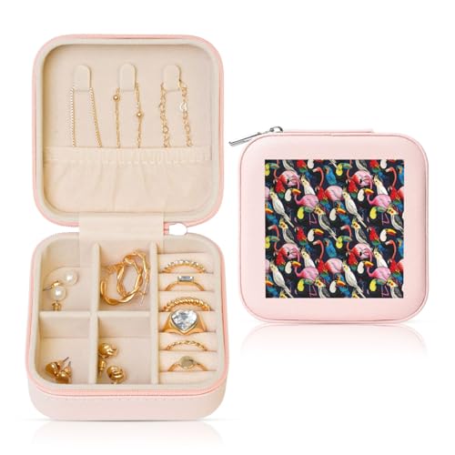 UVBDF Personalisierte Schmuckschatulle mit Flamingo-Motiv und tropischem Wildtierdruck, Reiseetui, luxuriöses Etui, Valentinstagsgeschenk, Hochzeitsgeschenk UVBDF Personalisierte Schmuckschatulle mit Flamingo-Motiv und tropischem Wildtierdruck, Reiseetui, luxuriöses Etui, Valentinstagsgeschenk, Hochzeitsgeschenk von UVBDF